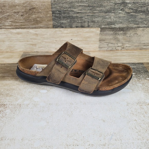 Birkenstock Shoes - Birkenstock Arizona Cross Town Sandals Mens 9 / Womens 11 Khaki Oiled Leather